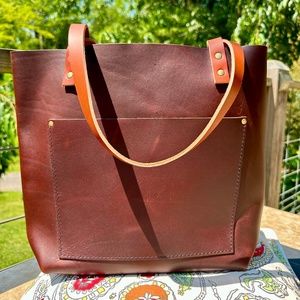 Portland Leather Goods Classic Medium Tote with tandles